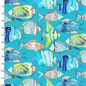 Cotton Craft Fabric 110cm wide x 1m Sandsational Collection-Ocean Life - Picture 1 of 1