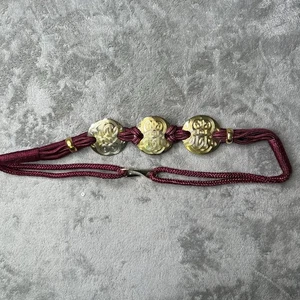Vintage Gürtel Seil verziert Metall weinrot und gold Gürtel 80er - Bild 1 von 4
