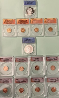 2009 S D P Lincoln Bicentennial Complete 14-Coin Set PF70/MS70 business are MS67 - Image 1 of 4