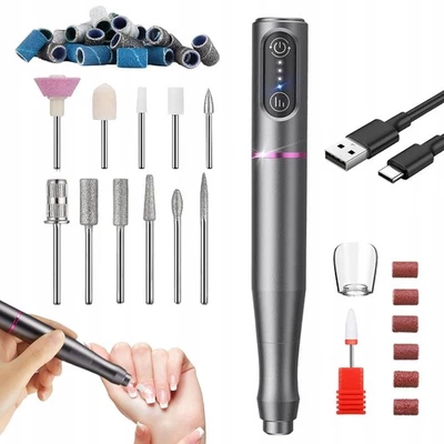 Nagelfräser Elektrische Nagelfeile Akku Profi USB Set Pediküre Maniküre Nail DE - Bild 1 von 4
