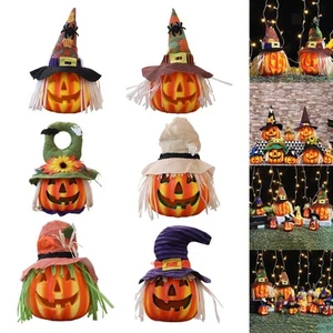 Lighted Halloween Foam Pumpkin Lantern Desk Lamp Figurines for Outdoor - Picture 1 of 9