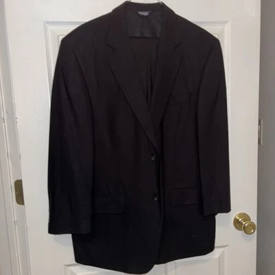 Botany 500 - 2pc 44L Mens Black Wool Suit - Image 1 of 4