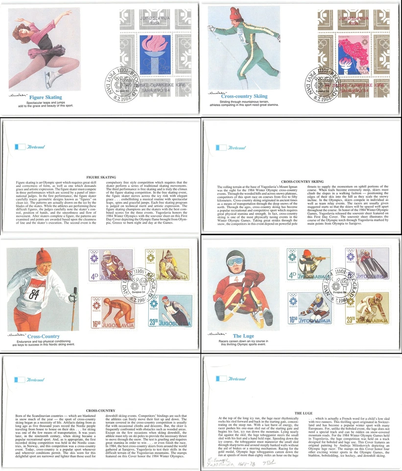 Yugoslavia #1664-78 Four covers, Olympic theme, 1984 - Image 1 of 1