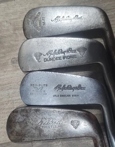 4 Antique Vintage 1920's Hickory Wood Shaft Spalding Golf Putters Thistle Kro - Picture 1 of 8
