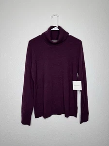 NWT Ellen Tracy Sweater Women's Medium Plum Merino Wool Mock Neck Turtleneck NEW - Picture 1 of 15