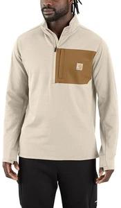 Carhartt Men’s Force Relaxed Fit Mock Neck Half Zip T Shirt Oat Milk Size L Tall - Picture 1 of 1