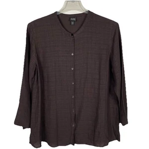 Eileen Fisher Tunika Top Gr. Large schokobraun Leinenmischung kastig Langenlook - Bild 1 von 8