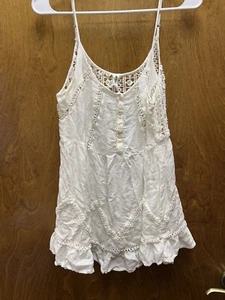 Women "Bethany Mota" white eyelet spaghetti string top. Size Large. Prev. Owned - Picture 1 of 1