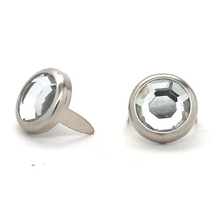 Clear Rhinestone Nail Head Nickel Plated Brass Spots 10 pk 1/2" Diameter 1330-43 - Picture 1 of 1
