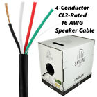 Skyline 4-Conductor 16 AWG CL3 Rated Speaker Cable 500ft Box Black Audio Wire
