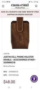 Justin Leather Cell Phone Holster - Picture 1 of 7