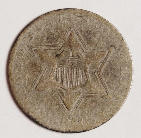 1856 Three Cent Silver.  Silver.  Fine.  152111 Cover