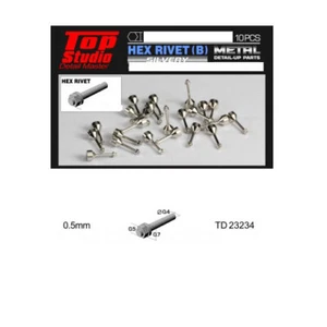 Top Studio 0.5mm Hex Rivets Ver. B #Silvery (10pcs) - Picture 1 of 1