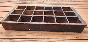 OLD VINTAGE HANDMADE WOODEN STORAGE / TOOL / SPICE / CARD /ORGANIZER TRAY (e7) - Picture 1 of 19