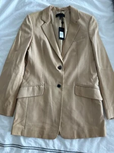 Rag and Bone Charles Leather Blazer - Beige - Size 6 - NWT - Sold Out! RV $995 - Picture 1 of 5