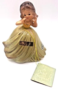 Vintage Josef Originals Little International Serie Hawaii grüne Figur mit Etikett - Bild 1 von 11