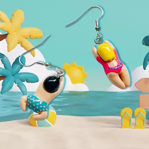 Happy Swim People Earrings--Paradise Couple - Picture 1 of 4