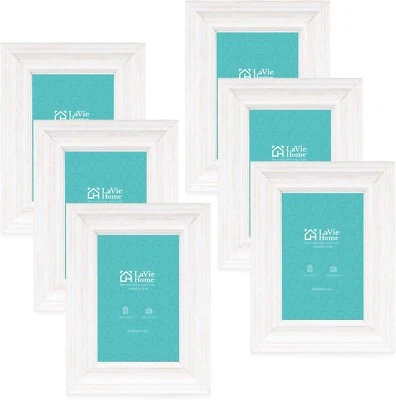 4x6相框(6件装仿旧白色木纹)乡村相框套装 — 第 1/4 张图片