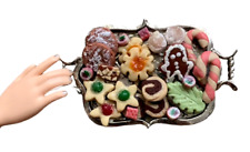 Vintage Dollhouse Miniature Doll Food Tray Holiday Cookies Gingerbread Handmade