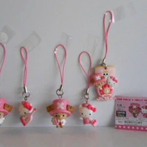 ONE PIECE Chopper x Hello KITTY mascotte cinturino portachiavi lotto 5 SET COMPLETO BANDAI - Foto 1 di 3