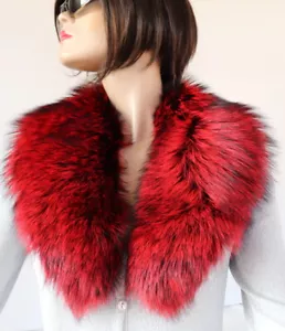 Fourrure Écharpe Renard Argenté Col fuchs Manteau Veste Filets Mode Rouge Noir - Bild 1 von 6
