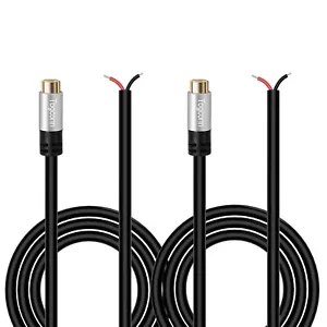 RCA to Bare Wire Speaker Cable 2 Pack 20AWG 6 feet RCA Female to Male Adapter... - Picture 1 of 5
