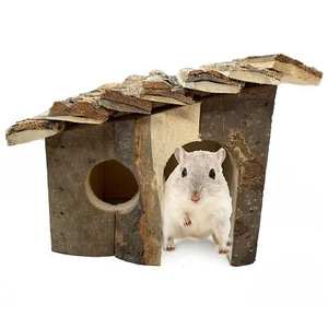 Hamster Wooden House, Small Pet Hideout Climbing Play Hut Natural Wood with B... - Picture 1 of 7