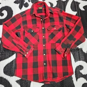 Vintage Osh Kosh B'Gosh Flannel Shirt Mens Medium Buffalo Plaid Red & Black USA - Picture 1 of 5