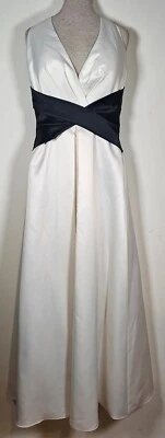 Vestido largo blanco y negro Nicole by Nicole Miller platino talla 6 cintura 28 pulgadas Foto 1 de 4