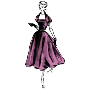 Vintage 1950s Pattern – 'Seven-Way' Opulent Drama Dress - Bust 34” (86cm) - Picture 1 of 2