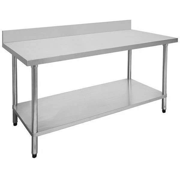 Prep Bench with Undershelf & Splashback Stainless Steel 2400x600x900mm Kitchen - image 1 of 1