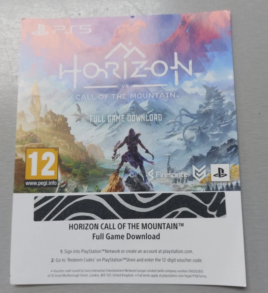 Horizon Call of the Mountain PSVR2 Game Code (for Sony PS5 PlayStation VR2)