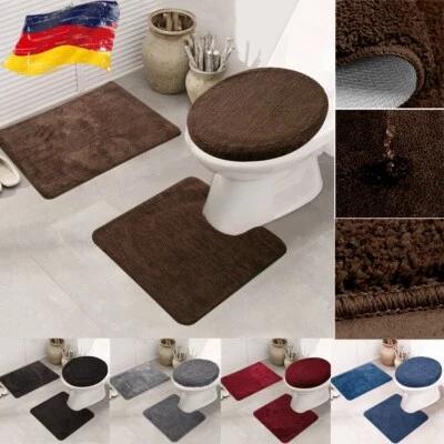 3 Tlg. Set Badematte Badteppich Badvorleger Badgarnitur WC Vorleger Duschmatte - Bild 1 von 4