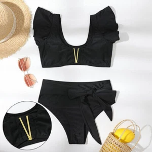 Beachwear Rüschen BH Anzug Baden Gepolstert Zweiteiler 2024 Badeanzug - Bild 1 von 9