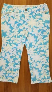 Old Navy Kids Size 10 Capri Pants Tropical Hawaiian Print w Adjustable Waist - Picture 1 of 6