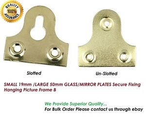 SMALL 19mm /LARGE 50mm GLASS/MIRROR PLATES Secure Fixing Hanging Picture Frame B - Picture 1 of 6