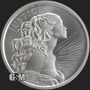 Moneda BU 2025 - 1 OZ JUSTICIA FINA PLATA REDONDA ESCUDO PLATA .999 - ¡EN STOCK!! - Imagen 1 de 3