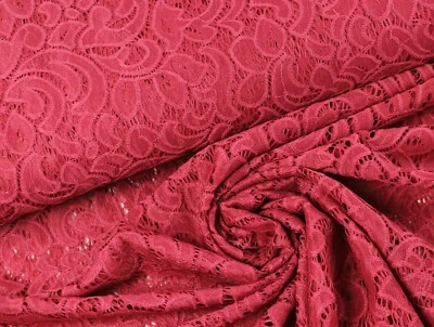 SPITZE elastisch Stoff Spitzenstoff Blütenbogen ALTROSA DUNKEL EUR 10,98/m - Bild 1 von 2