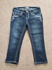 Reign Blue Denim Embroidered Cropped Jeans Pants Nina Women's Sz 5