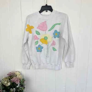 Sudadera vintage de 1970 con apliques de flores - Imagen 1 de 10