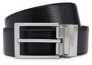 Hugo Boss 50447116 Reversible Belt in Structured Smooth Italian Leather