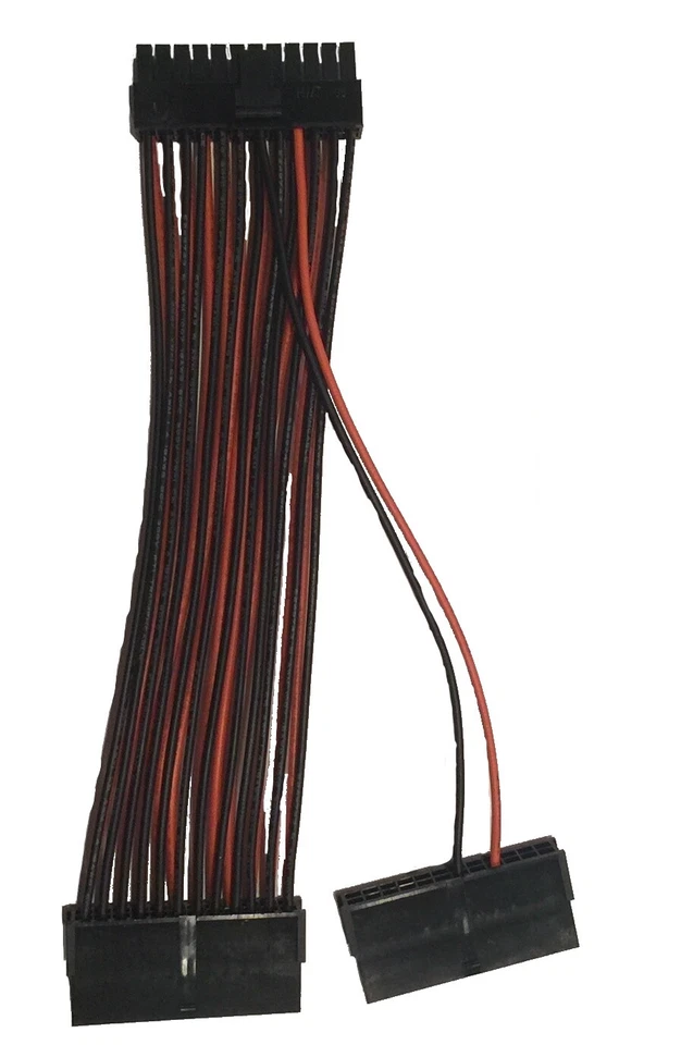 DEEP IN THE MINES LLC Dual Power Supply Adapter Cable 24-pin ATX Motherboard 8 Inch Length
