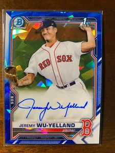 2021 Bowman Chrome Sapphire JEREMY WU-YELLAND Auto #BSPA-JW 1st  - Picture 1 of 2