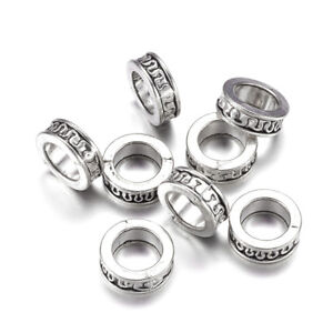 20pcs Tibetan Alloy Ring Metal Beads Large Hole Loose Spacers Nickel Free 11x4mm