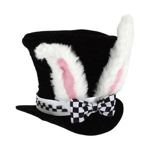 Alice White Rabbit Top Hat Adult Costume Ears Bunny Mad Hatter NEW - Picture 1 of 7