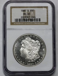Muñeca de plata Morgan 1880 S NGC MS-65# 1194 - Imagen 1 de 8