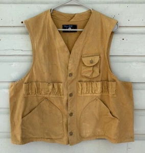 Vintage 1960s 1970s Blue Bill Brown Duck Canvas Hunting Vest Mens Size Large USA - Picture 1 of 7