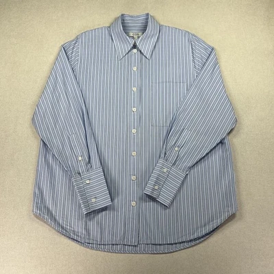 Camisa COS para mujer 12 azul blanco a rayas con botones manga larga algodón de gran tamaño Foto 1 de 4