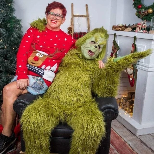Christmas Green furry monster Grinch costume cosplay adult Santa suit costume uk