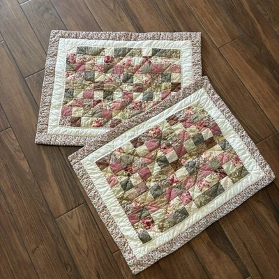 Vintage 90’s 2 Patchwork Pillow Shams Pem America Cotton 20” X 26” Quilt Floral - Image 1 of 4